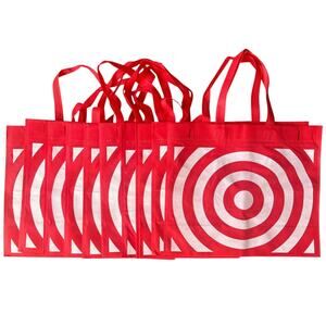 Set of 10 Target Bullseye Reusable Shopping Bags Red Tote